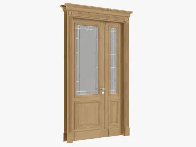 Door classic with glass double 02 3D model