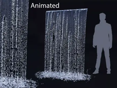 Animated Waterfall 250cm W 155cm H 3D model