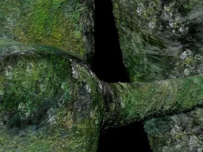 Natural Stone Is Actually Mossy Floating Island V2 Low-poly 3D model