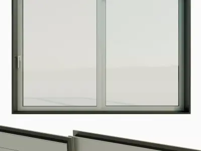 Panoramic sliding system Window Door Low-poly 3D model