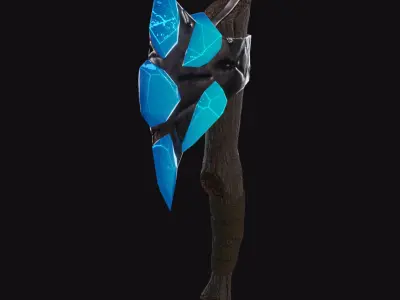 Axe with crystals PBR Low-poly 3D model Low-poly 3D model