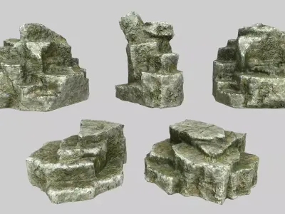 Rock Set Low-poly 3D model 35