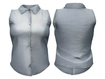Casual Rolled Denim Sleeveless Shirt Sports Shoe Outfit Low-poly 3D model