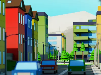 Low Poly Town Pack Low-poly 3D model