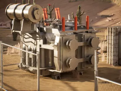 Electrical Substation 34 Assets Low-poly 3D model