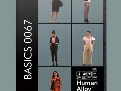 Set of 3D women standing in various poses 3D model