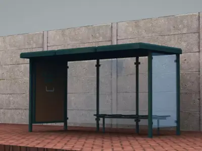 Bus Stop Modern3 Low-poly 3D model