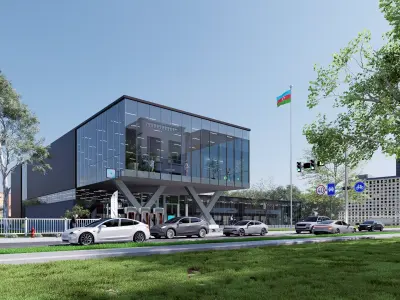 Gallery modern art building Low-poly 3D model