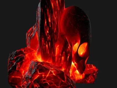 lava skull rock Low-poly 3D model