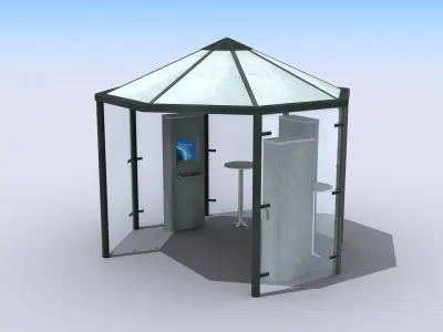 Multimedia Kiosk Low-poly 3D model