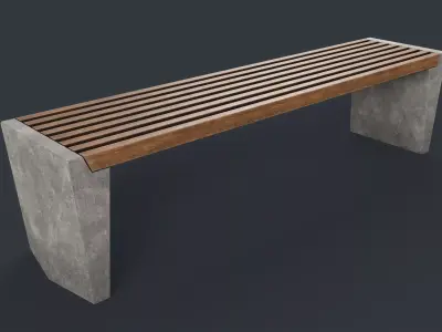 Modern Outdoor Bench 27 PBR Game Ready Low-poly 3D model