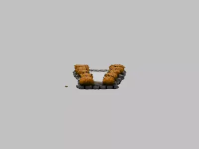 cobbled street section 2 Low-poly 3D model