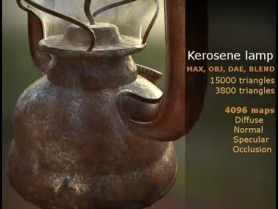 Kerosene Lamp lowpoly gameready Low-poly 3D model