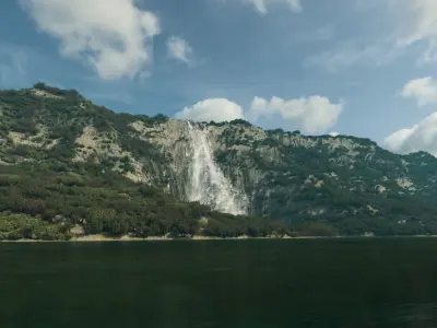 Landscape Coastal Waterfall Low-poly 3D model