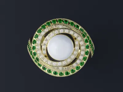 Spiral ring with stones 3D print model