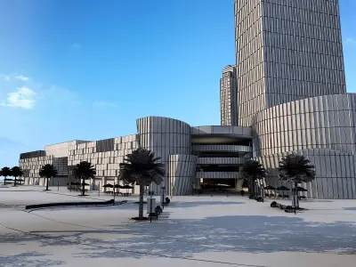 Shopping Center in City Downtown 3D model