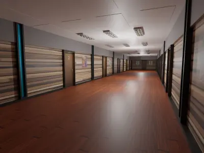 Hotel Corridor Low-poly 3D model
