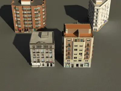 Building Collection 5-8 Low-poly 3D model