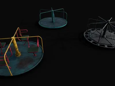 Carousel Set Low-poly 3D model