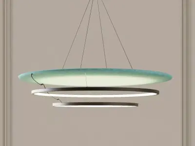 Layered Circular Pendant Light with Turquoise Accent 3D model