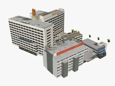 Southport District Hospital Low-poly 3D model