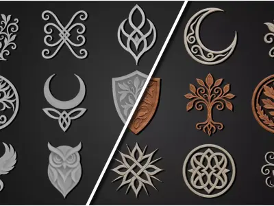 3DT Elven Ornamental Decal and Stamp Pack Low-poly 3D model