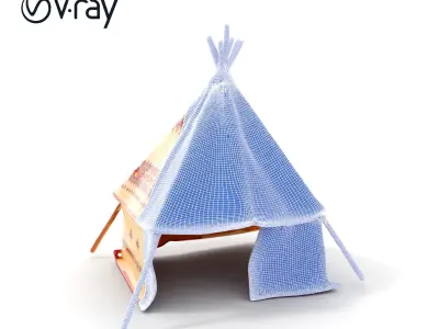 Traditional Canvas Tipi Tent Model Pack Low-poly 3D model