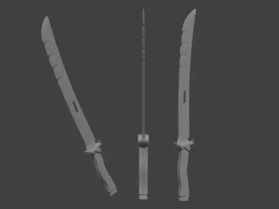 Katana three swords Low-poly 3D model