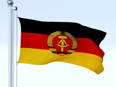 Animated East Germany Flag Low-poly 3D model