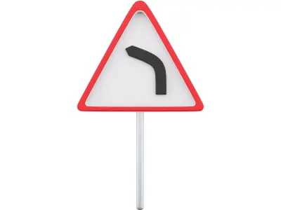 3D cartoon Left turn road sign icon 3D model