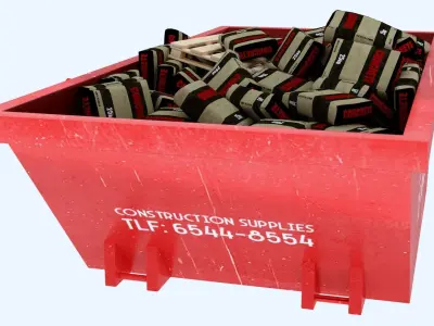 Industrial Container with concrete sacks 3D model