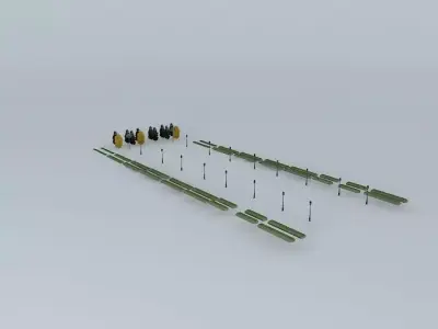 Construction and lampposts 3D model