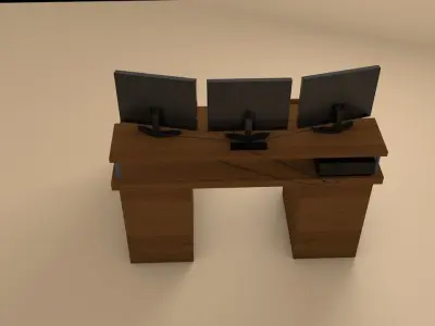 Wooden Desktop C4D Model Low-poly 3D model