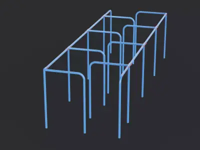 Calisthenics Labyrinth Bars 01 Blue Low-poly 3D model