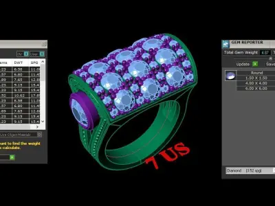 Light Gold Diamond Men Ring 2MR071 3D model