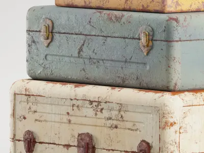 Vintage Metal Boxes Low-poly 3D model