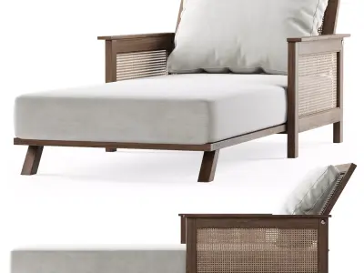 Wooden daybed 3D model