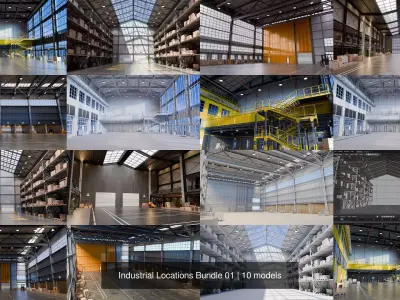 Industrial Bundle 01 - 9 Environments 3D Model Pack