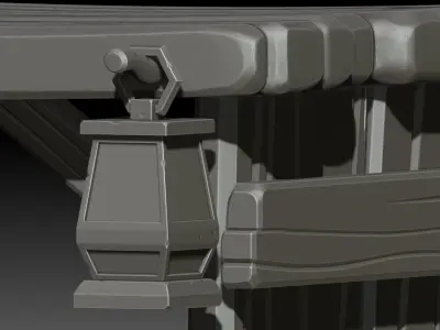 Stylized wooden gate 3D model