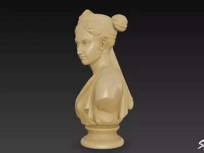 Greek Goddess Artemis Bust Low-poly 3D model