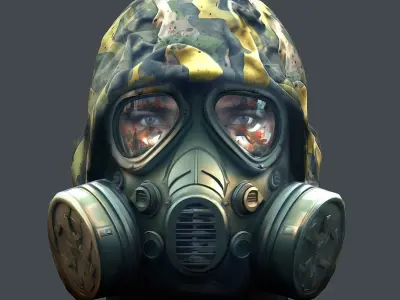 Gas mask helmet 3d model military combat fantasy cyborg Low-poly 3D model