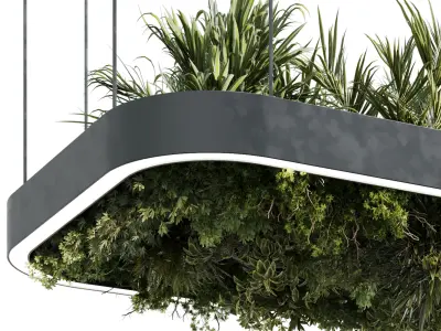 Rectangle pot light pendant - plant light hanging 28 3D model