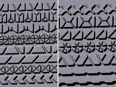 55 Hard Surface Trim Brush ZBrush and Substance Painter Low-poly 3D model