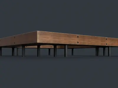 Modern Outdoor Bench 58 PBR Game Ready  Low-poly 3D model