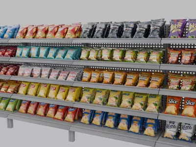 Chips Shelf Collection  34 Packaged Snacks 3D model