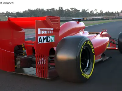  F1 Racing Chassis with Sponsor Logos Red Rigged 