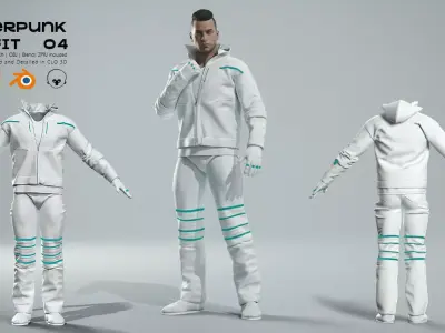 Cyberpunk Outfit 04  Clo3D Marvelous Designer Blend Obj 3D model 3D model