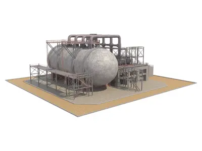 Industrial Silo 02 Low-poly 3D model