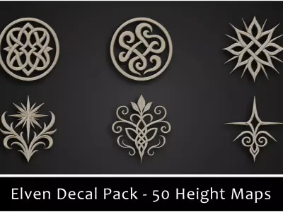 3DT Elven Ornamental Decal and Stamp Pack Low-poly 3D model
