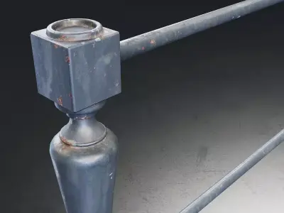 Vintage Metal Railing Set Low-poly 3D model